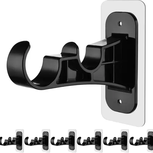 Antimbee 6-Pack Double Curtain Rod Brackets, Strong Adhesive No-Drill Hooks for Smooth Surfaces, Dual Rod Holders for Renters, Dorms & Apartments,  Home Decoration Curtain, Easy Install,Sohochic
