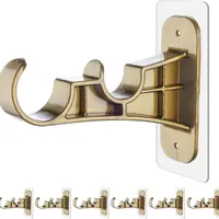 6-Pack No-Drill Double Curtain Rod Brackets, Self-Adhesive Nail-Free Rod Holders, Easy Install Interior Decoration Accessories for Bathroom, Renter-Friendly College Dorm Essentials, Back to School, Sohochic