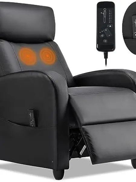 Sweetcrispy Massaging Recliner Chair - Furniture for Living Room, Adjustable Home/Office Chair with Padded Seat and Backrest