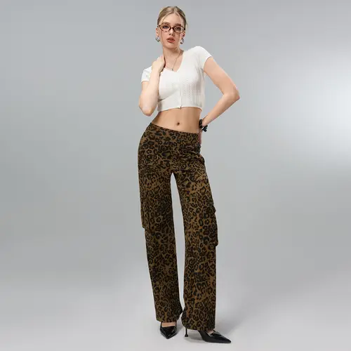 JOJOANS Women's High-Waist Stretch Cargo Pants - Baggy, Multiple Pockets, Relaxed Fit, Straight Leg - TikTokShop Black Friday Straight Leg Jeans