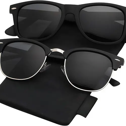 EUNOIALENS Polarized Sunglasses for Men & Women, Modern Oval Semi-Rimless TAC Plastic Frame with UV Protection, Driving Use, Everyday Sun Coverage, Cool Gifts for Guys