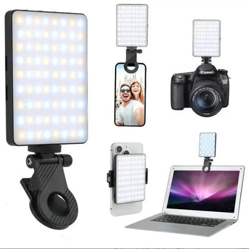 Professional Video Conference Fill Light with Selfie Ring Light - Portable 3 Light Modes for Phone, IPhone Webcam, Laptop, and Photo Makeup - 2000mAh Polymer Battery, USB Charging, and 3 Hours of Usage Time