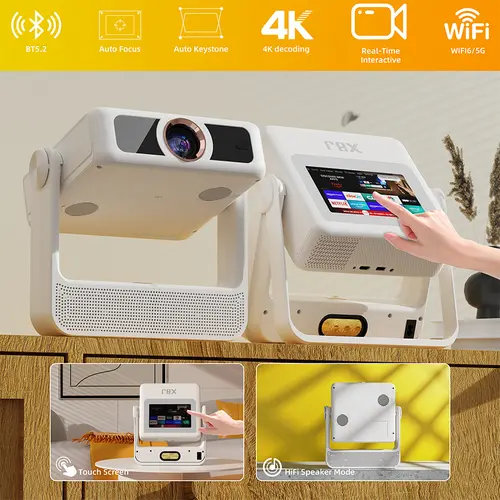 XBJ  Projector 4K 800ANSI Lumens WiFi6/5G BT5.2 Smart Touchscreen 150 Inch Screen for Home Cinema & Outdoor Movies High-Quality Christmas Gifts Christmas gift Holiday Haul, Wifi Smart Projector, Projector Movie Night,sohochic
