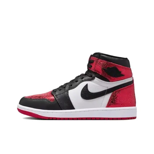 Women's NIKE Air Jordan 1 Retro High OG 'Ruby' Leather High Top Sneakers - Closed Toe, Laces, Rich Ruby Premium Leather, Bold Luxe Look, Sports Shoes, Outdoor Wear, Casual Athletic Training Basketball Shoes