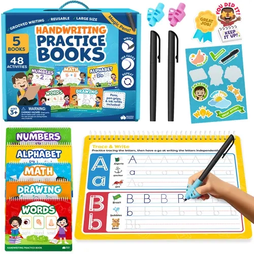 Momo & Nashi Magic Grooved Writing Practice for Kids - [Back to school shopping] - Grooved Handwriting Practice for Kids 5-7 8-10- Magic Copybooks for Kids Letter Tracing Books for Ages 3-5 - Preschool Learning Activities - Summer Toys