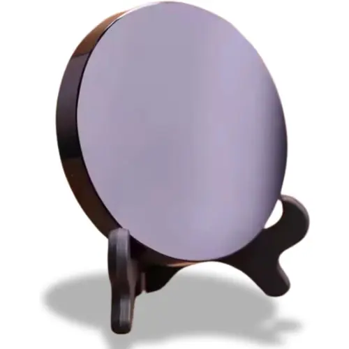 INvench 3.15" Round Natural Black Obsidian Scrying Mirror Set - Portable Classic Home Decor, Includes Mirror with Wooden Stand for Witchcraft Healing Crystals,sohochic