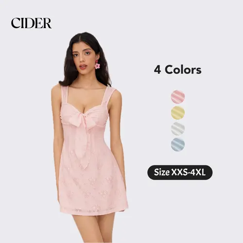 Cider Lace Sweetheart Bowknot Cami Mini Dress Casual Summer Womenswear SohoChic