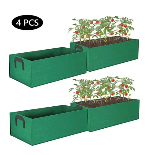 4-Pack 5 Gal Square Nonwoven Fabric Grow Bags, Heavy-Duty Breathable Above-Ground Garden Bags Set, Nonwoven Fabric Pots & Vegetable Planters for Outdoor Use,sohochic