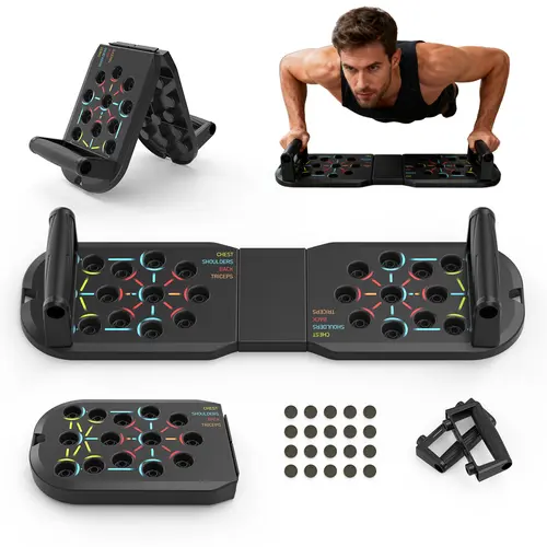 Foldable Push Up Board with Cushioned Handles - Home Gym Strength Training Equipment for Targeted Muscle Activation, Wide Push Up Variations, Ideal Valentine's Day Gift, Comfortable With Cushioned Handles