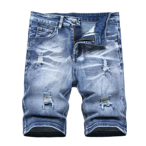 JUNBAOSS Men's Slim Fit Stretch Denim Shorts Ripped Skinny Jean Shorts for Men, Distressed Fashion Straight Comfort Flex Waist Short Denim Jean, Menswear Classic Street Style Cotton Fabric Jean Natural Hipster Personalized Stylish Jeans with Pockets summe