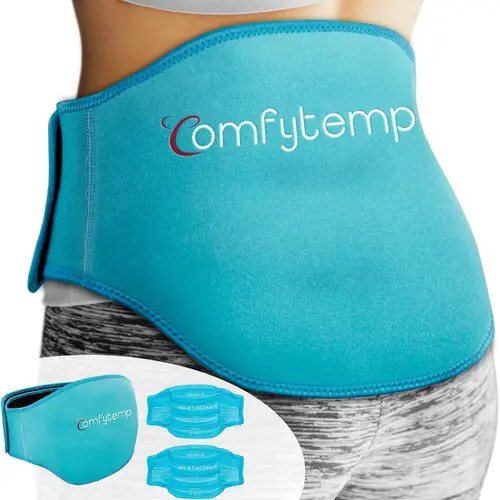 Comfytemp Reusable Gel Ice Pack - 2 Packs Lower Back Target Wrap, Hot Cold Compression for Lumbar, Waist Pain Relief