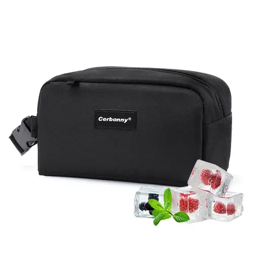 Cerbonny Mini Insulated Cooler Bag - Waterproof, Water Resistant, Foldable, Freezable Small Snack/Lunch Bag with Ice Packs That Stay On, Attachable for Desk Lunch to Weekend Road Trips, for Women