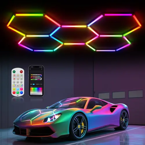 HYPERLITE Smart RGB Hexagonal LED Light - Modular Honeycomb Light with Remote Control, Music Sync, DIY Hex Patterns, Adjustable Brightness, for Gamers' Indoor Party Office Use, BackToSchool,sohochic