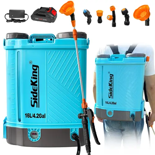 【Toolupgrade】SideKing 4-gallon Adjustable Pressure Electric Sprayer - 0-100 PSI, 18V 2.6ah Battery & Charger, Indoor Bug Killer, Rechargeable Insect Control Tool, Accessories Included, Garden Use, Compatibility Support