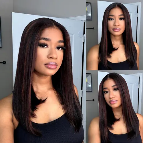 【 Limited Design 】Put On and Go Yaki Straight Highlight Mix Color Short Bob Human Hair 4x4 Closure Wig Human Hair 180%/250% Density Pre-Cut Lace Pre Bleached Tiny Knots Glueless Wig#summerwins,sohochic