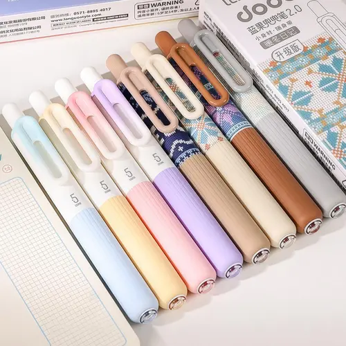 Retractable Ballpoint Pen, 6 Counts/set Colorful Smooth Writing Pen, Comfort Grip Fashionable Elegant Pen for School Office Examination