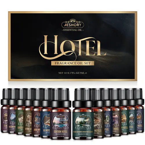 Essential Oils Set - TOP 14 Fragrance Oil for Diffusers, Candle Making Scented Aromatherapy Oils (5ml) Bath
