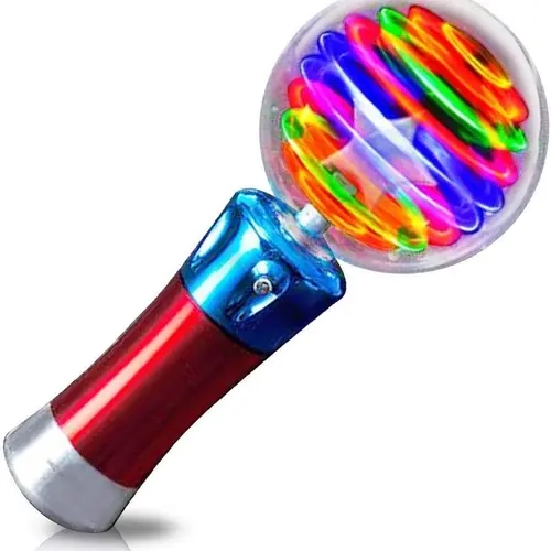 ArtCreativity 7.5in Light Up Magic Ball Wand Unisex Kids Toy - Lightweight, Colorful Spinning LEDs Toy, 3 AA Batteries Included, Handheld Stress Relief Goodie Bag Filler, Celebrations Gift for 3+ Years