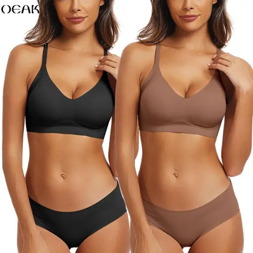 OEAK 2PCS Women Comortable Wreless Bras Seamless Push Up Jelly Bra Buttery Soft Full Coverage Everyday Tshirt  Bralettes