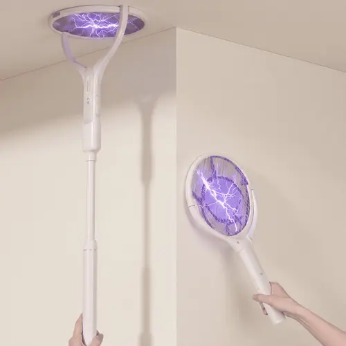 Electric Mosquito Swatter, Extendable Fly Killer Racket with Auto/Manual Mode, 1200mAh Rechargeable Mosquito Bug Zapper for Bedroom, Kitchen,  Portable Zapper for indoors