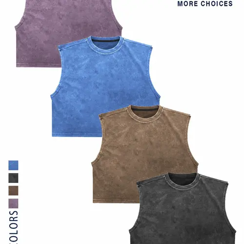 【TDOTW】Men's Washed Sleeveless Vest, Casual, high-quality cotton, all-day wear, street culture effect, enhance comfort and fashion, Sleeveless Tank Top