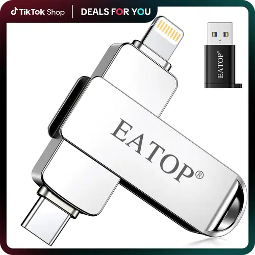 EATOP USB Flash Drive Intended for iPhone iPad, Memory Stick Storage for Photos and Videos Backup, Compatible with iPhone iPad Android PC, Plug and Play, No Application Required tiktokshopbacktoschool, Usb External Memory, Tablets, Thumb Drive,sohochic