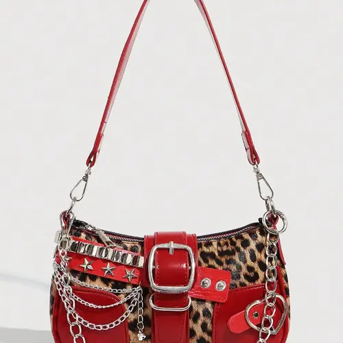Women's Chain Strap Decorated Crossbody Bag, Shoulder Bag for Daily Used, Commuter Bag, Crossbody Shoulder Handbag, Crossbody Shoulder Purses