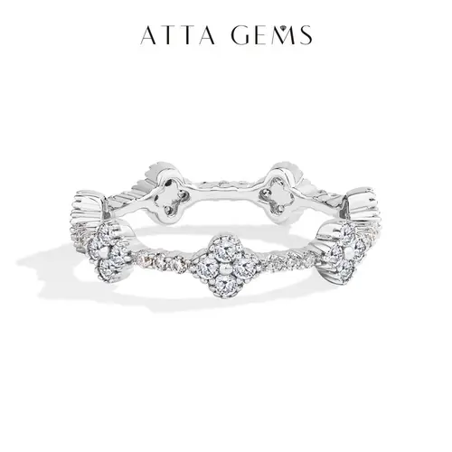 ATTAGEMS Women's 925 Sterling Silver D VVS1 Color Synthetic Round Moissanite Rings - Female Engagement Wedding Classic Fine Jewelry, Synthetic Diamond Party Gift, New R261, Round Shape TikTok Shop Back to School Pick