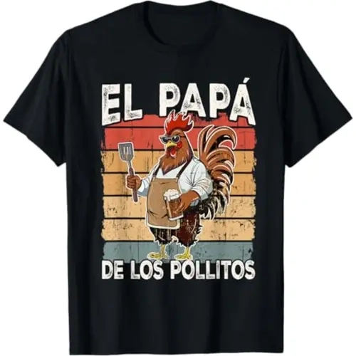 Cotton El Papa de lo pollitos funny Spanish Dia del Padre T-Shirt