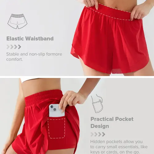 BRXL【Discount for live】Women's 2 in 1 Flowy Running Shorts 3" High Waisted Quick Dry Bilt-in Liner with Pockets Lightweight Athletic Gym Workout-brxl-1