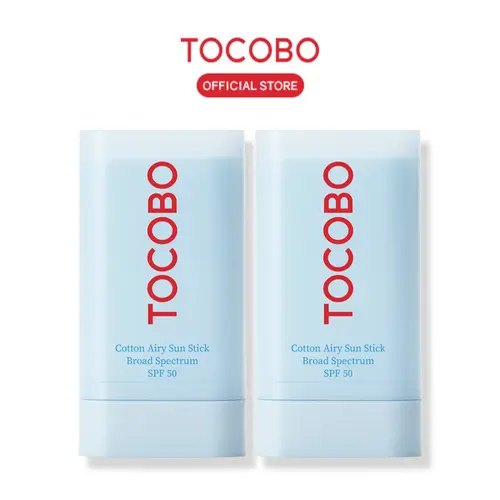 [TOCOBO Official] 2 PACK Cotton Airy Sun Stick Broad Spectrum SPF50 | Non-Sticky Matte Finish Sun Protection for Face and Body Facial Lightweight Sunscreen Oil Control 	Protector solar en barra FPS 50