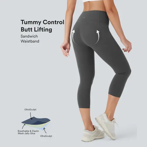 Halara UltraSculpt™ High Waisted Butt Lifting Tummy Control Pocket Shaping Capri Training Leggings