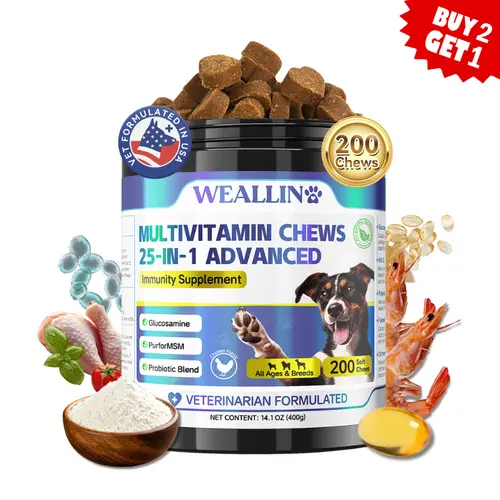 Dog Multivitamin Chews – 25-in-1 Supplement with Glucosamine, Probiotics & Omega-3 | For Puppies & Adult Dogs | Joint, Coat, Heart, is Digestion & Immune Support – 200 Count #tiktokshopbacktoschool human,sohochic