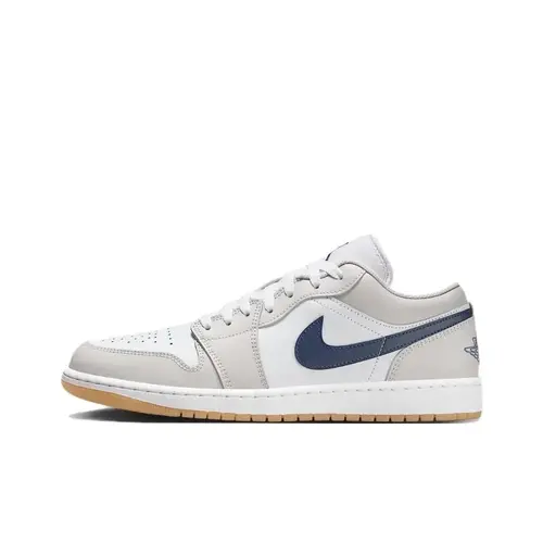 Nike Air Jordan 1 Low Georgetown Men’s Classic Athletic Sports Shoes, Daily Casual Fashion Walking Footwear, Walking Shoes, Sneakers, Closed, White/Neutral Grey/Gum Medium Brown/Midnight Navy, Round Toe