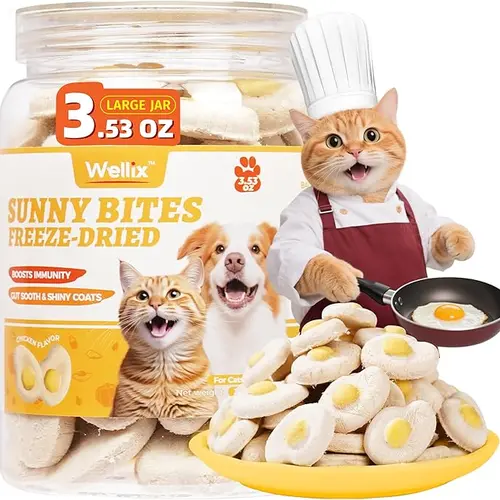 Wellix Crisp Freeze-Dry Bite Treats for Cats & Dogs, 3.5oz Freeze-Dried Crunch - Kitten Training Bite Supports Immunity & Gut Health for Indoor Cats #sohochic