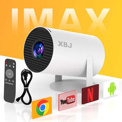 XBJ HY300 Pro Smart Projector - 1080P LED Display, 450 Lumens, Wi-Fi 6, Android TV, Auto-Correction, 130-Inch Large Screen, Built-In Audio, Wireless Speaker, Game-Ready Sound | Ideal Holiday Gift for Indoor Movie Nights, Bluetooth,sohochic