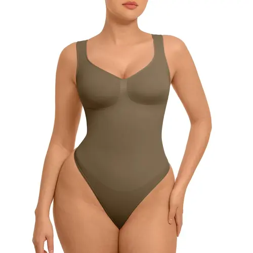 FeelinGirl #live Women's Seamless Sleeveless Thong Bodysuit for Comfortable for  Lady  Soft  Womenswear Basic