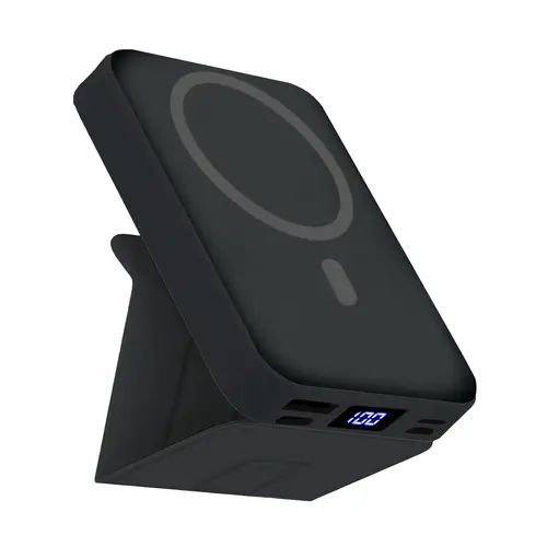 VIL Magnetic Wireless 10000mAh Mobile Portable Charger - 22.5W PD Fast Charging, Built-in USB-C/Lightning/Micro USB Cables, Kickstand, LED Display, Magnetic Grip, No Fumbling EDC Everyday Carry Gear for iPhone 12-18 & Android Devices, Power Bank,sohochic