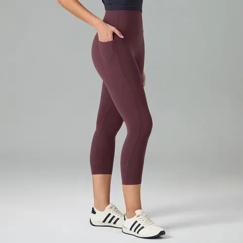Colorfulkoala Women's No Front Seam Yoga Capri 21" with Side Pocket Dreamlux High-Waisted Tummy Control Workout Leggings  Petite Length,back to school shopping,clothes for back to school,first day of school outfits,sohochic