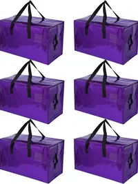 STOWM 6 Pack Moving Bags, Collapsible Zippered Storage Bags with Handles, Waterproof Foldable Organizers for Clothes, Bedding, Home, Office and Travel, Space-Saving Household