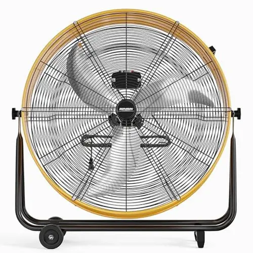 ROVSUN 30-Inch Powerful Industrial Floor Fan - Heavy Duty Frame, Copper Motor, Antislip Base, 13000CFM High Velocity, 3-Speed, 360° Tilt, Handle Carry Easy, Metal-Body Steady Airflow, UL Listed for Shop, Garage, for Industrial Users, Powerful Fan