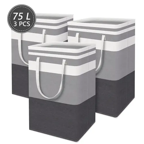 75L Freestanding Foldable Laundry Hamper with Easy-Carry Handle, Waterproof Collapsible Laundry Basket, Large Home Storage Organizer for Clothes, Towels, Foldable Laundry Basket, Freestanding Laundry Hampers,sohochic