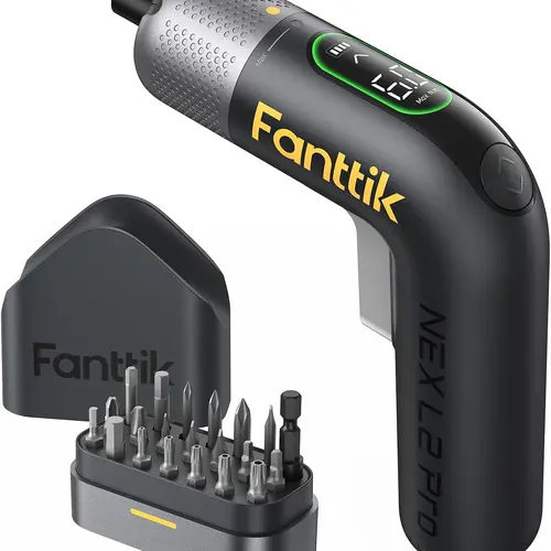 Fanttik L2 Pro Cordless Power Screwdriver - 3.7V, 1/4'' Hex Chuck, 6N-m Max Torque, Adjustable Variable Speed, 20 Bits Power Tool Accessory, 2000mAh USB Rechargeable Screwdriver Batteries, Digital Screen, DIY Enthusiasts Tech Tool