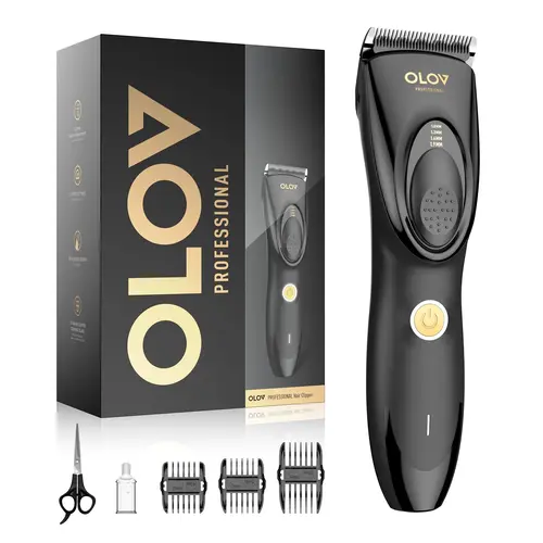 OLOV Cordless Rechargeable Hair Clipper & Barber Trimmer - 4-Length Adjustable, Removable Battery, Rechargeable Cordless Clippers for Men's Daily Hair Care, Home Haircutting, Cordless Barber Trimmer