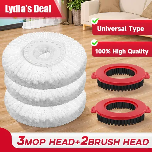 360 Spin Mop Replacement Head - Sturdy, Durable Fibers for Long Use, Wet or Dry Microfiber Towel, Universal for Hurrica, Mopnad, Cassabel 360 Mops Systems, 1 Head, Home Cleaning Supplies, Household Essentials