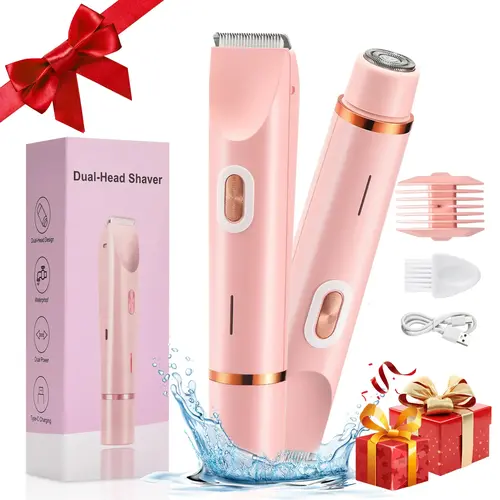 Women's 2-in-1 Silky USB Rechargeable Epilator Hair Remover - Dual-Head Electric Shaver for Women, IPX7 Waterproof, Travel Size, Smooth Hair Removal Tool for Face, Bikini Line, Underarm, Leg, Arm