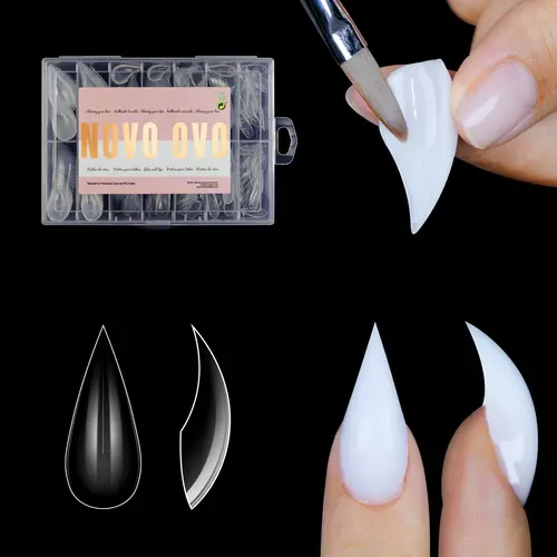 NOVO OVO 【Not Nail Tips】 Halloween Short Curved Stiletto Nail Dual Form Set, suitable for 3D eagle talon and cat claw designs using gel extension, as well as eagle-shaped curved sculpting; reusable full-coverage molds 【Gel and UV lamp not included】,sohoch