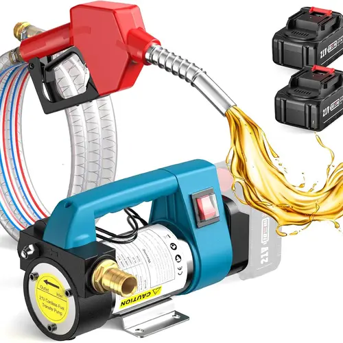 SEESII 21V Cordless Fuel Transfer Pump - 12 GPM Electric Diesel Pump with 2x4.0Ah Batteries, Auto-Shutoff Nozzle & 2x6.6FT Hoses- Portable Kit for Diesel, Kerosene & Machine Oil, Black Friday Deals DealsForYouDays