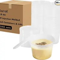 [240 sets]  Deli Containers with Lids | Injection Molded PP | Clear | 8/12/16/24/32oz