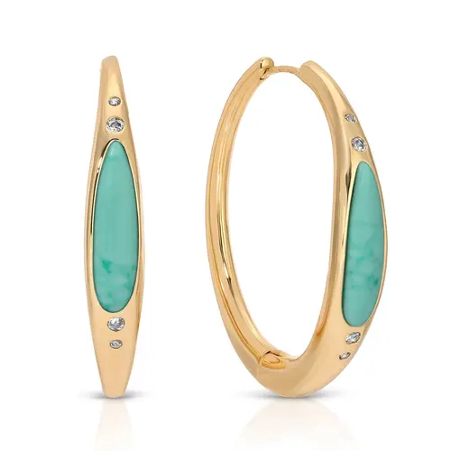 Ettika Turquoise Solstice Hoop Earrings 18K Gold Plated Turquoise Jewelry for Women